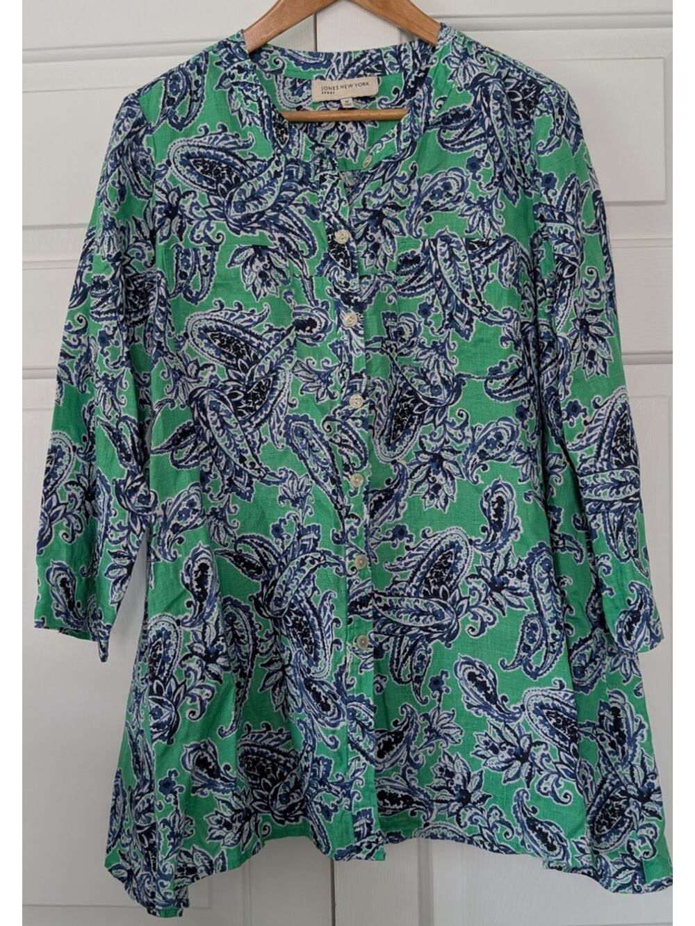 Jones New York Linen Paisley Tunic Top